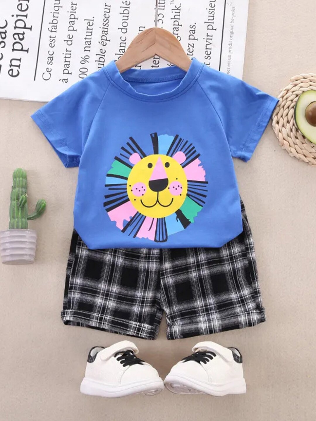 

Bold N Elegant Kids Lion Printed T-shirt with Shorts, Blue