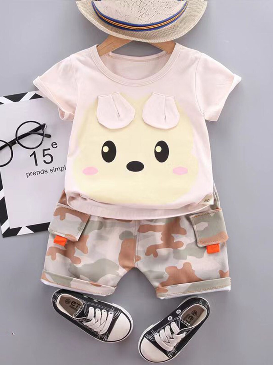 

Bold N Elegant Kids Printed T-shirt with Shorts, Beige