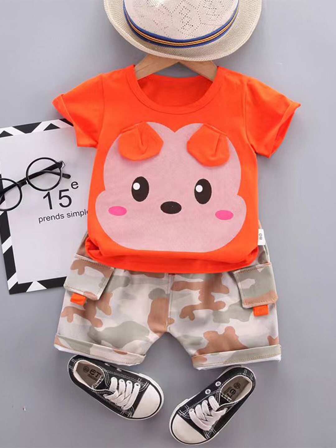 

Bold N Elegant Kids Printed T-shirt with Shorts, Orange