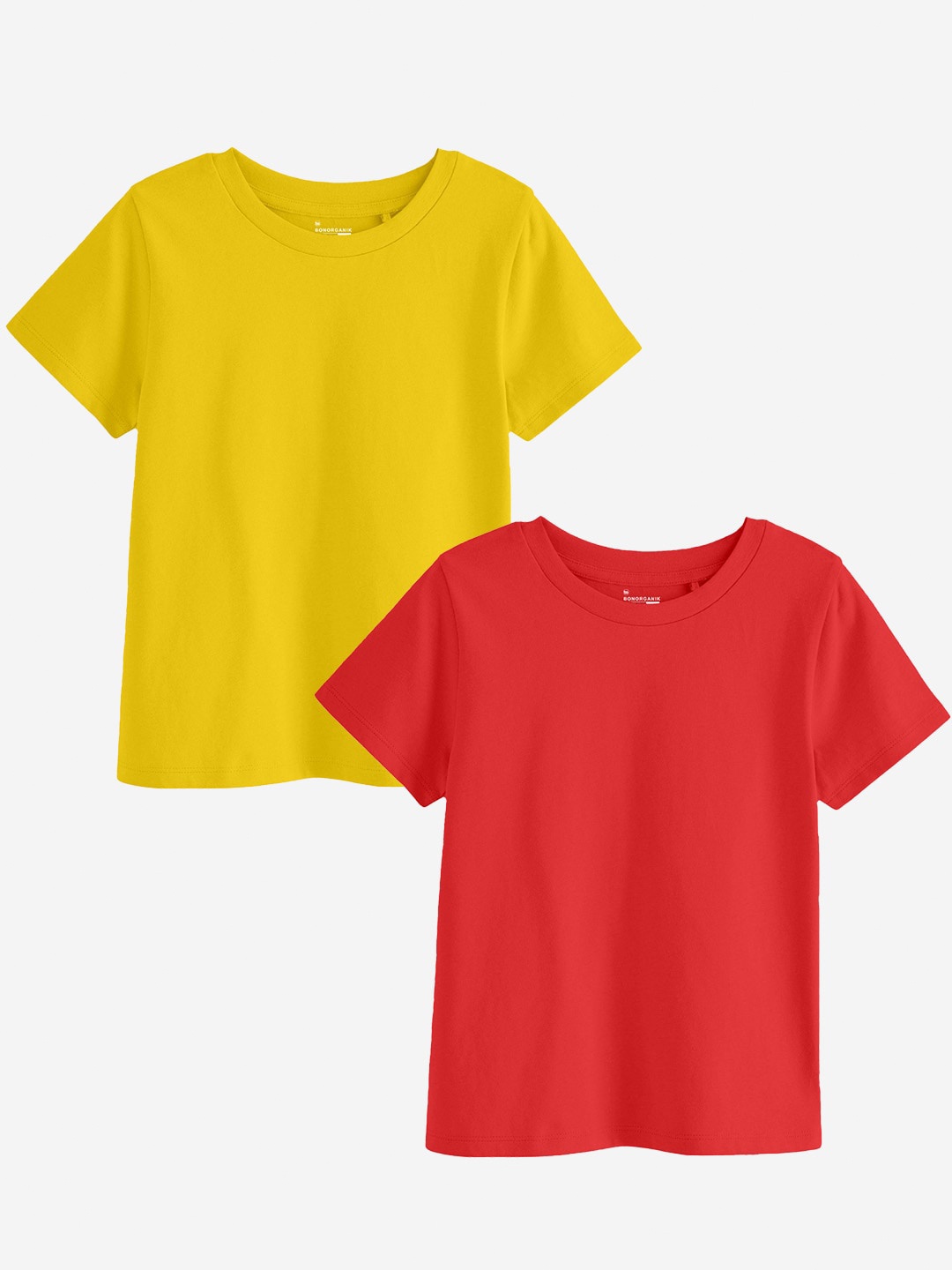 

BonOrganik Girls Pack Of 2 Cotton T Shirts, Yellow