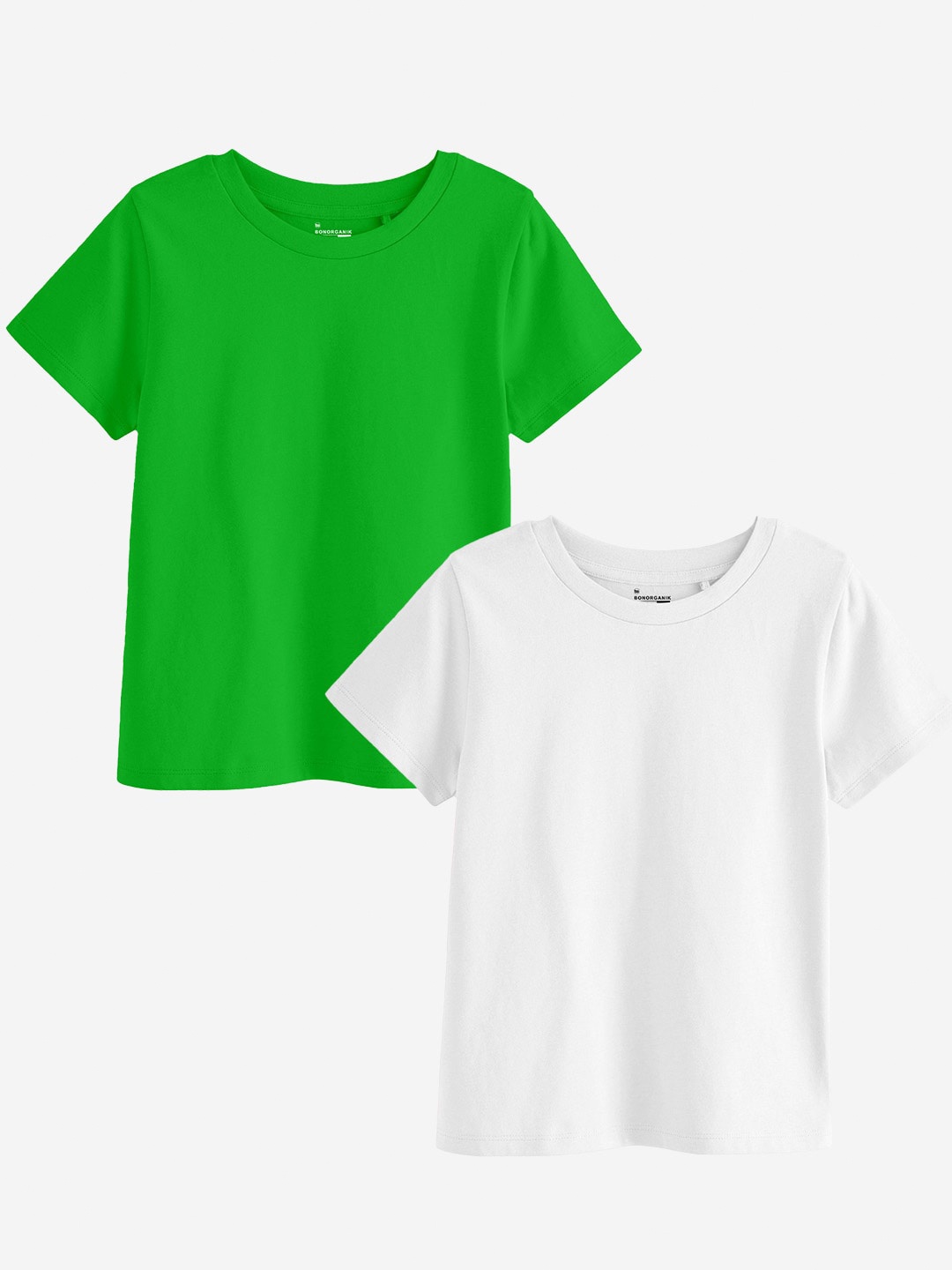 

BonOrganik Girls Pack Of 2 Cotton T Shirts, Green
