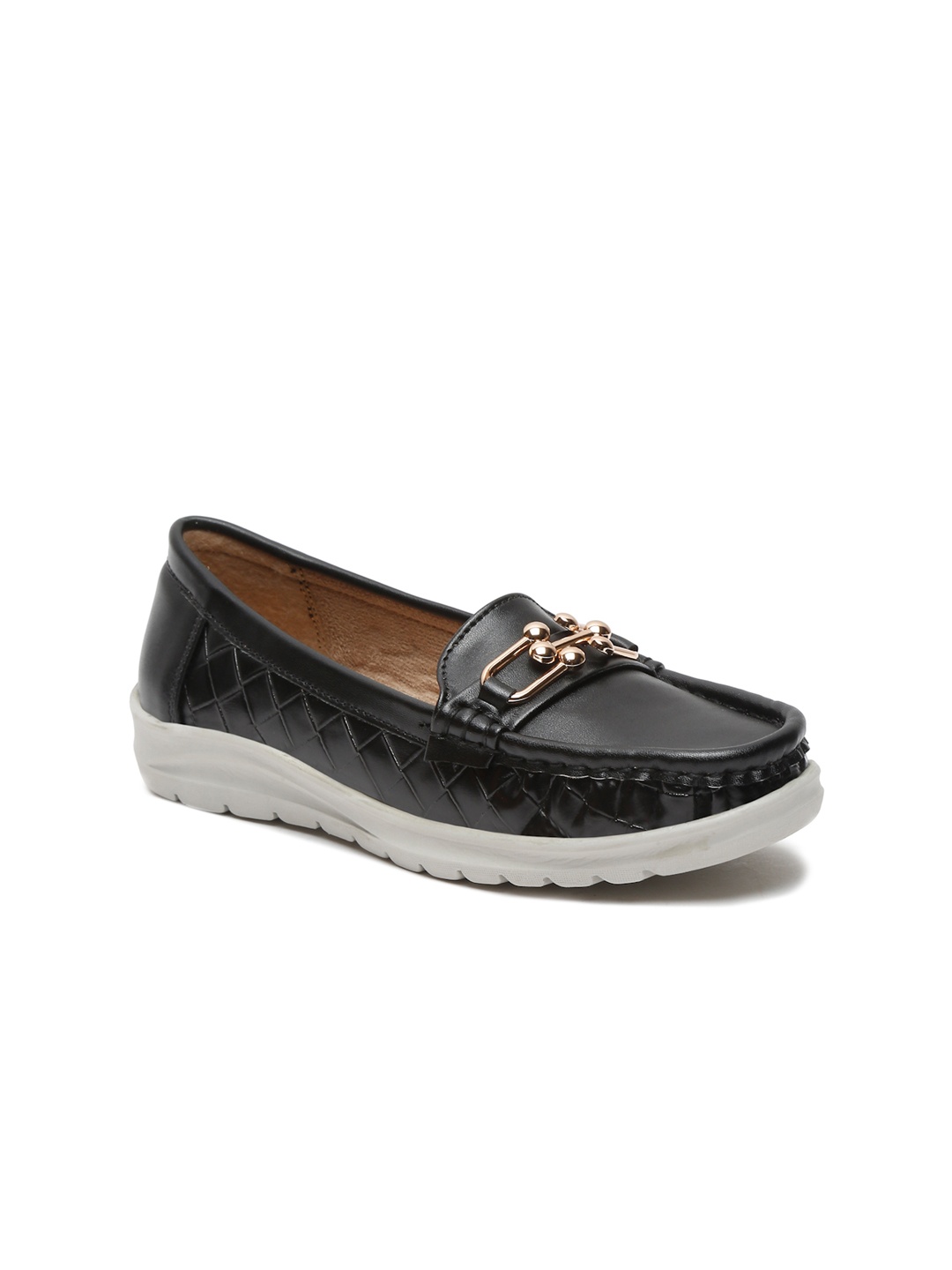 

VALIOSAA Women Textured Lightweight Loafers, Black