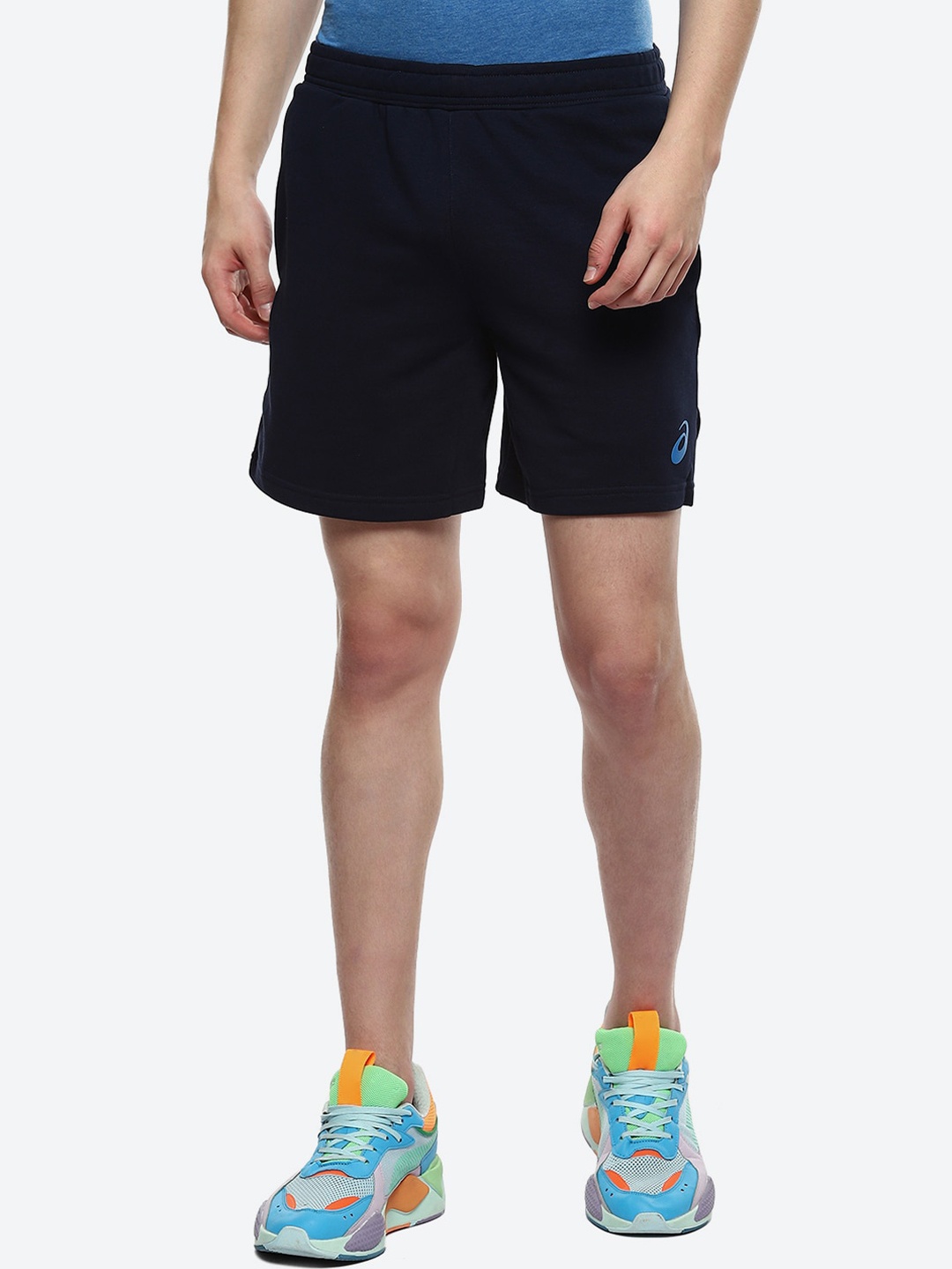 

ASICS Men Terry Logo 7In Sports Shorts, Blue