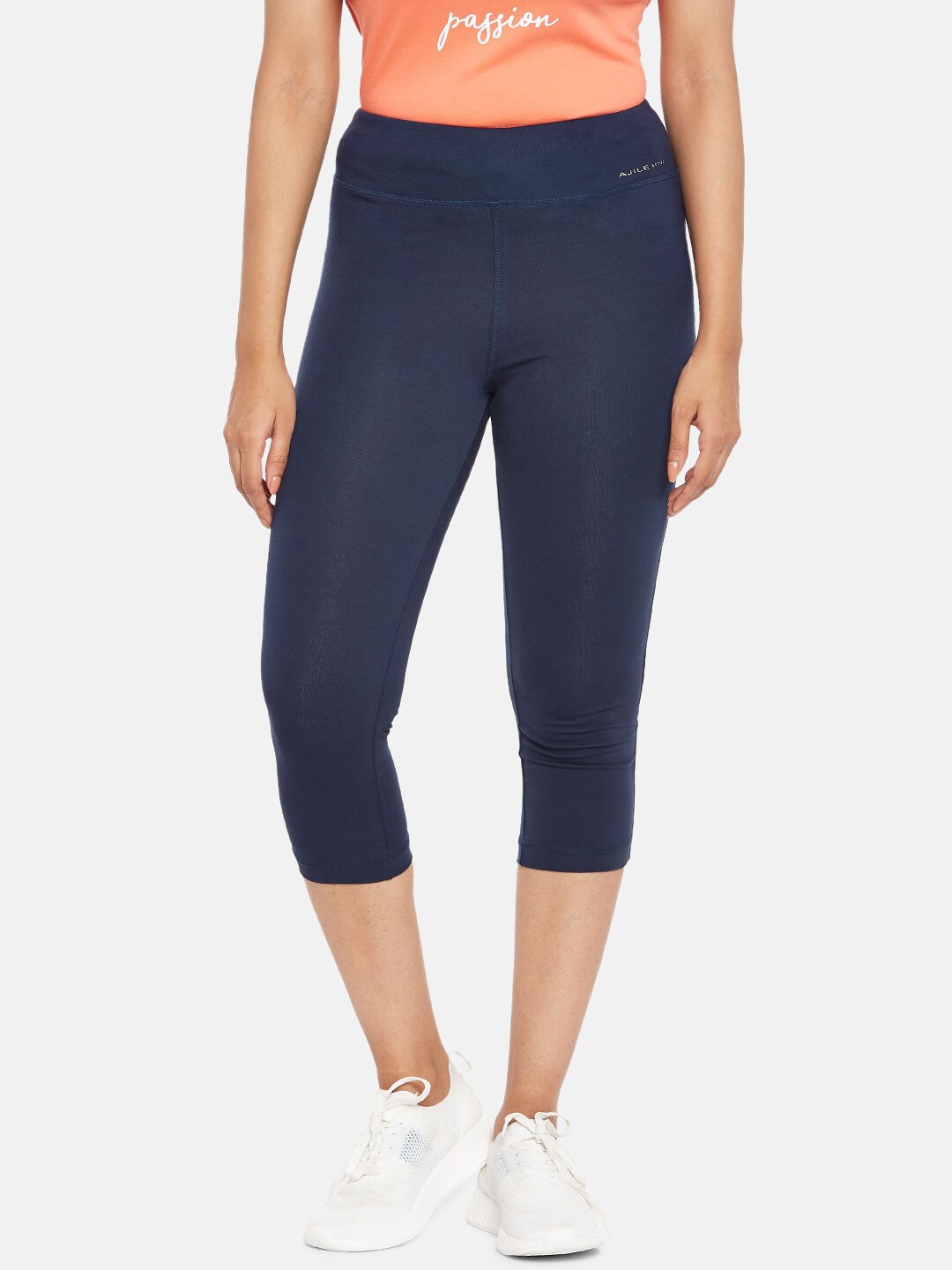 

Ajile by Pantaloons Women Mid-Rise Cotton Capris, Navy blue