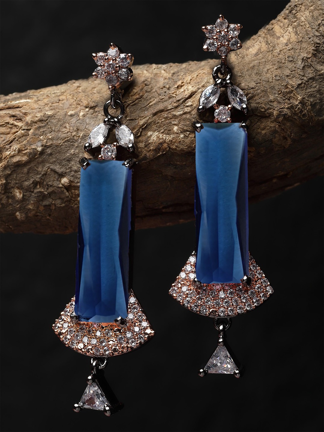 

KARATCART Rose Gold Plated Cubic Zirconia Stone Studded Drop Earrings