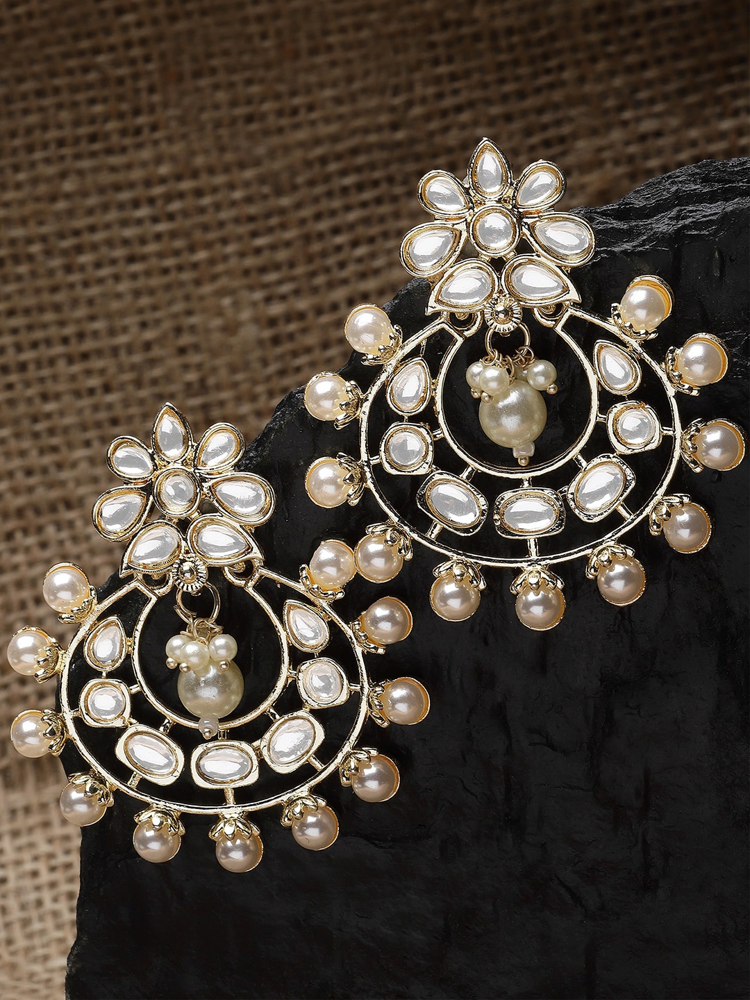 

KARATCART Gold-Plated Contemporary Chandbalis Earrings