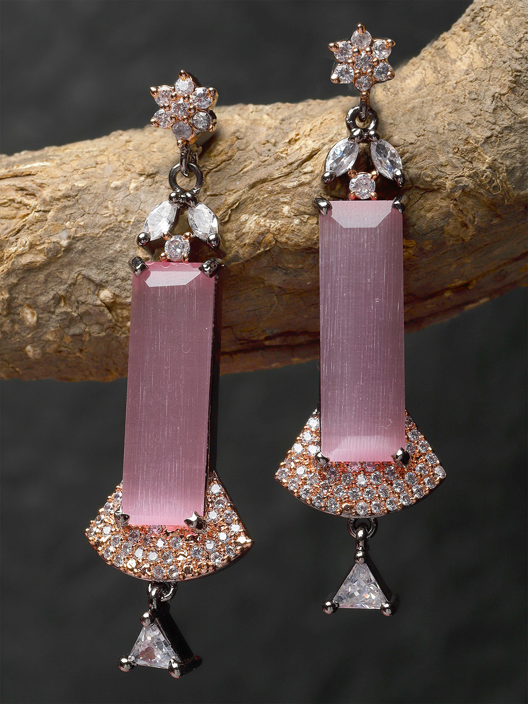

KARATCART Rose Gold-Plated Contemporary Drop Earrings