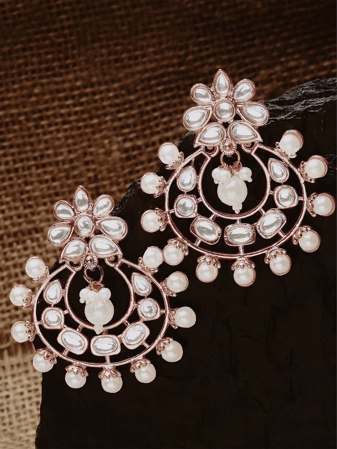 

KARATCART Rose Gold-Plated Contemporary Drop Earrings