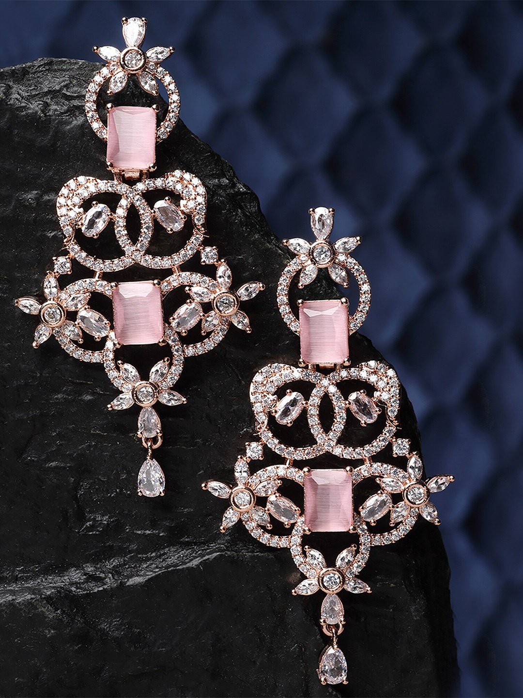 

KARATCART Rose Gold-Plated Contemporary Drop Earrings