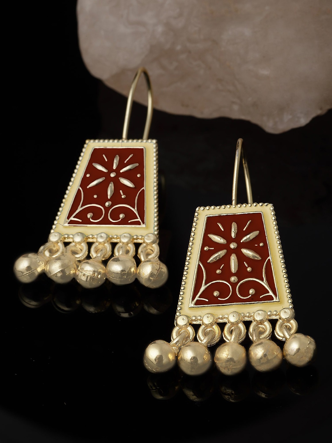 

KARATCART Gold-Plated Contemporary Drop Earrings