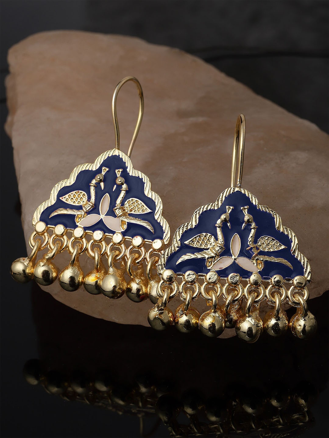

KARATCART Gold Plated Meena Peacock Design Drop Earring, Blue