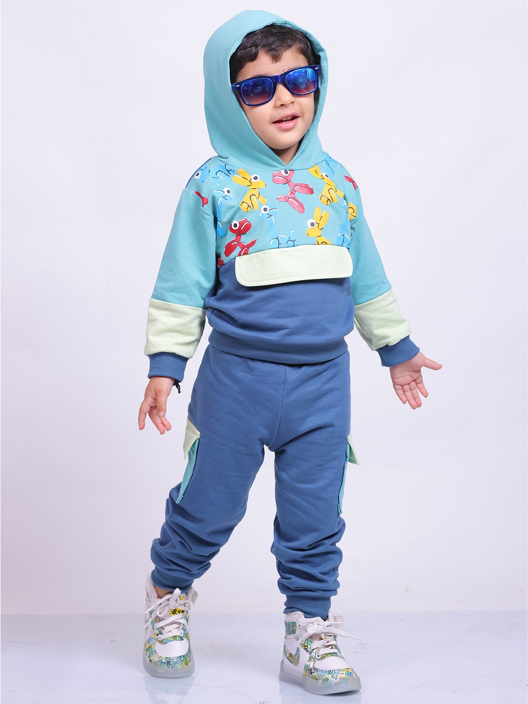 

Little Carrot Boys Printed Pure Cotton T-shirt with Pyjamas, Blue
