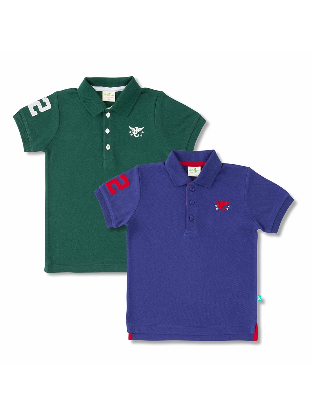 

JusCubs Boys Pack Of 2 Polo Collar Cotton T-shirt, Blue