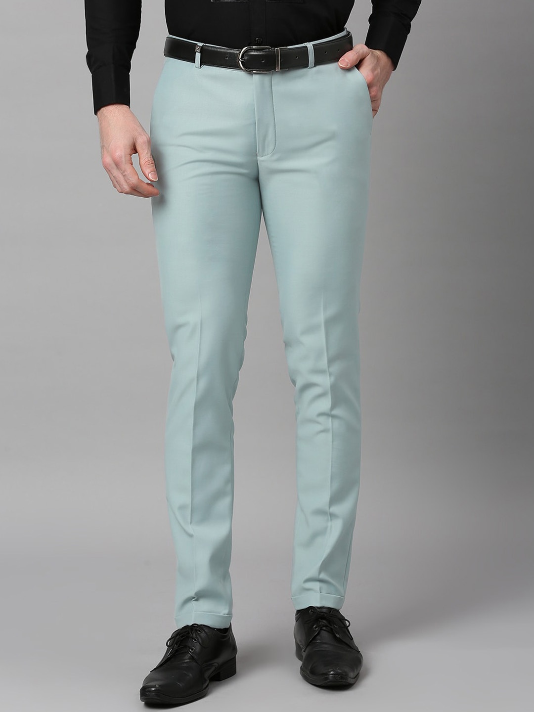 

ESSAS club Men Pencil Slim Fit Formal Trouser, Sea green