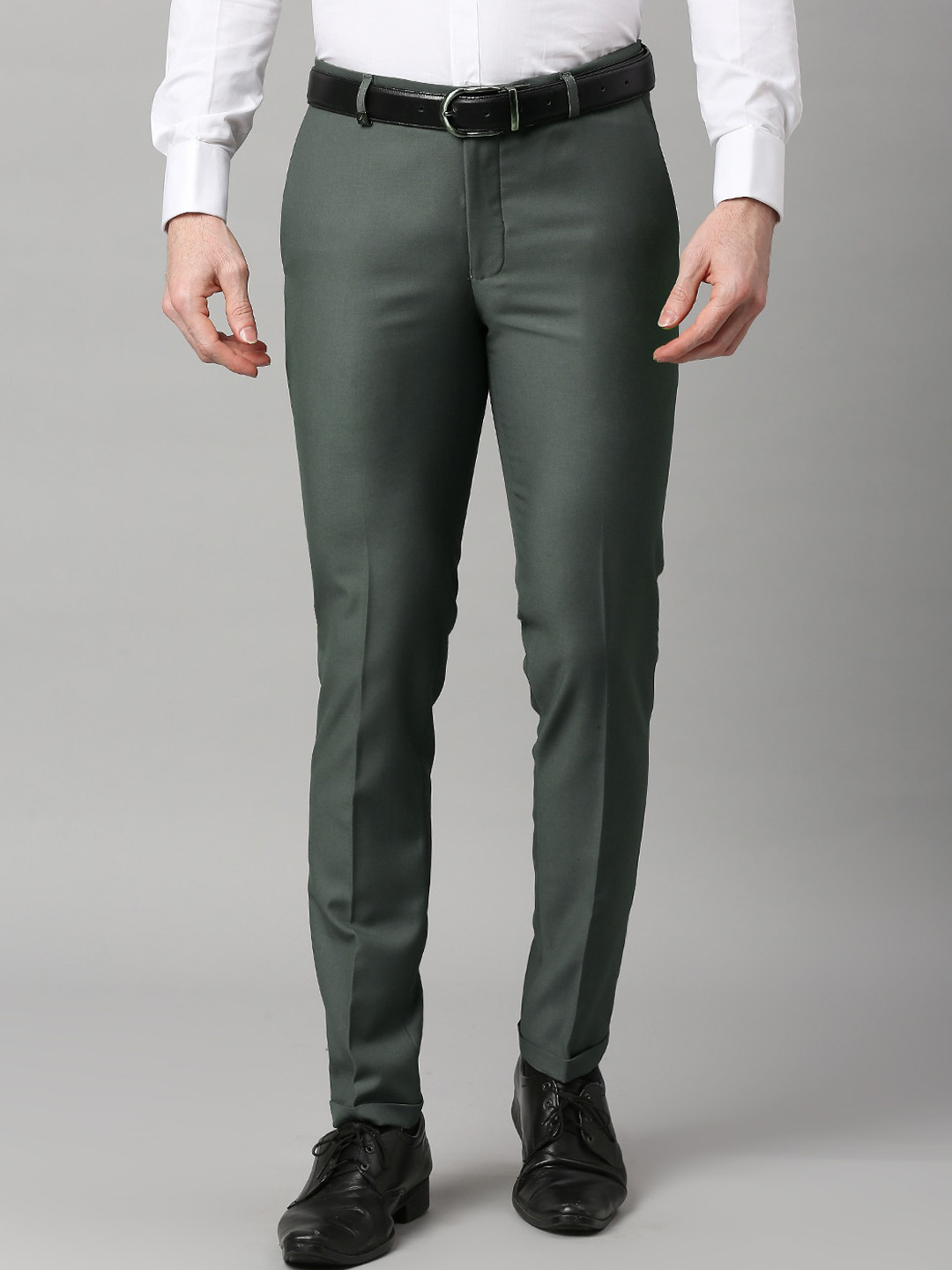 

ESSAS club Men Pencil Slim Fit Formal Trouser, Olive
