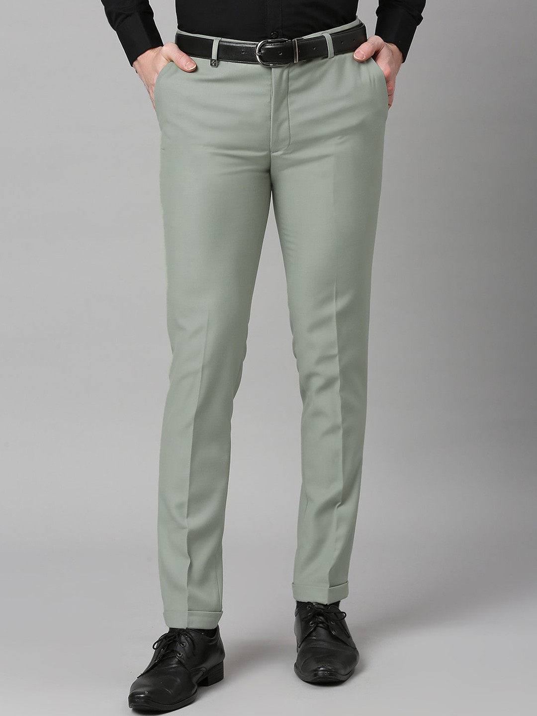 

ESSAS club Men Pencil Slim Fit Formal Trousers, Green
