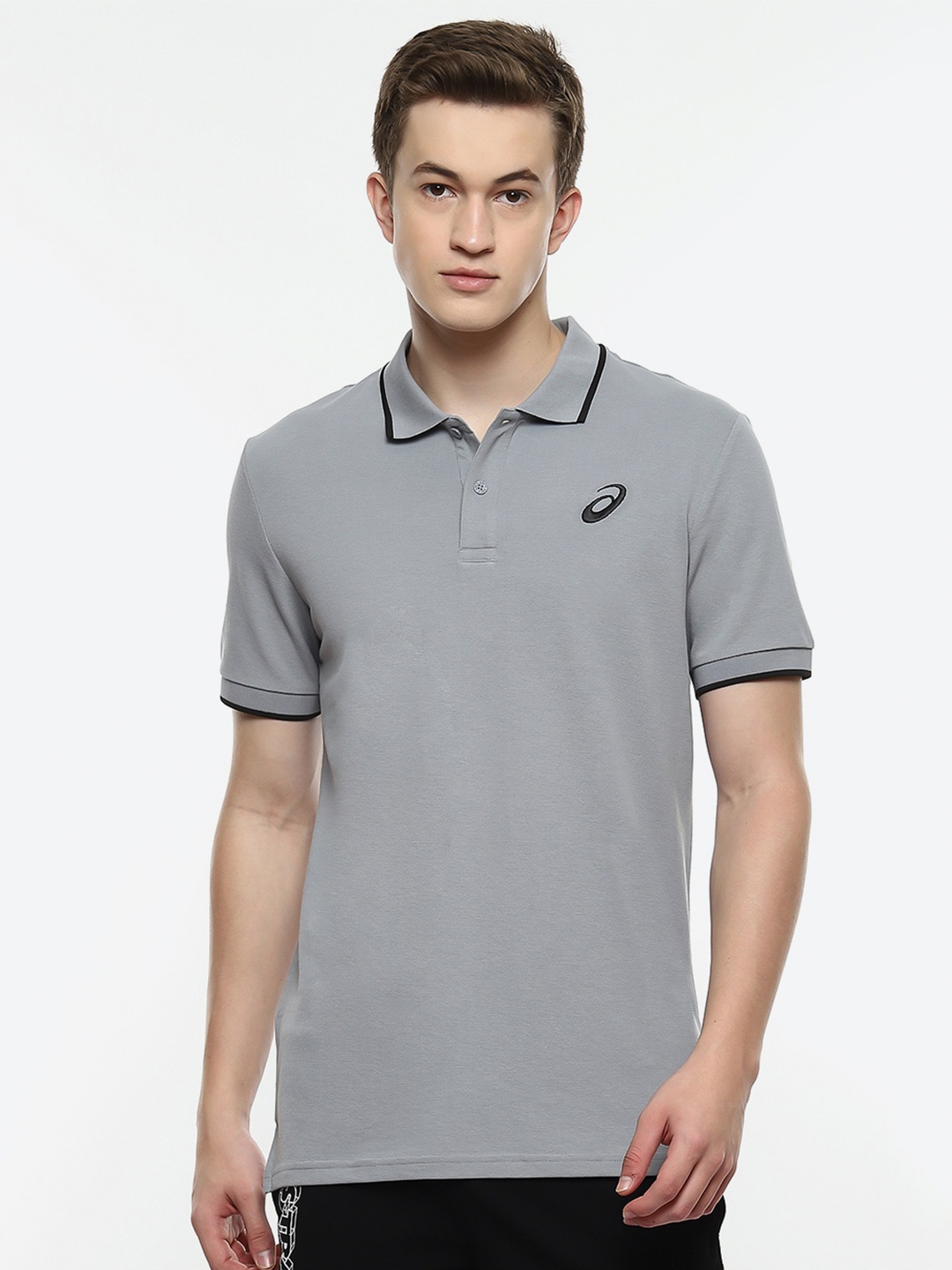 

ASICS Polo Collar Short Sleeved T-shirt, Grey