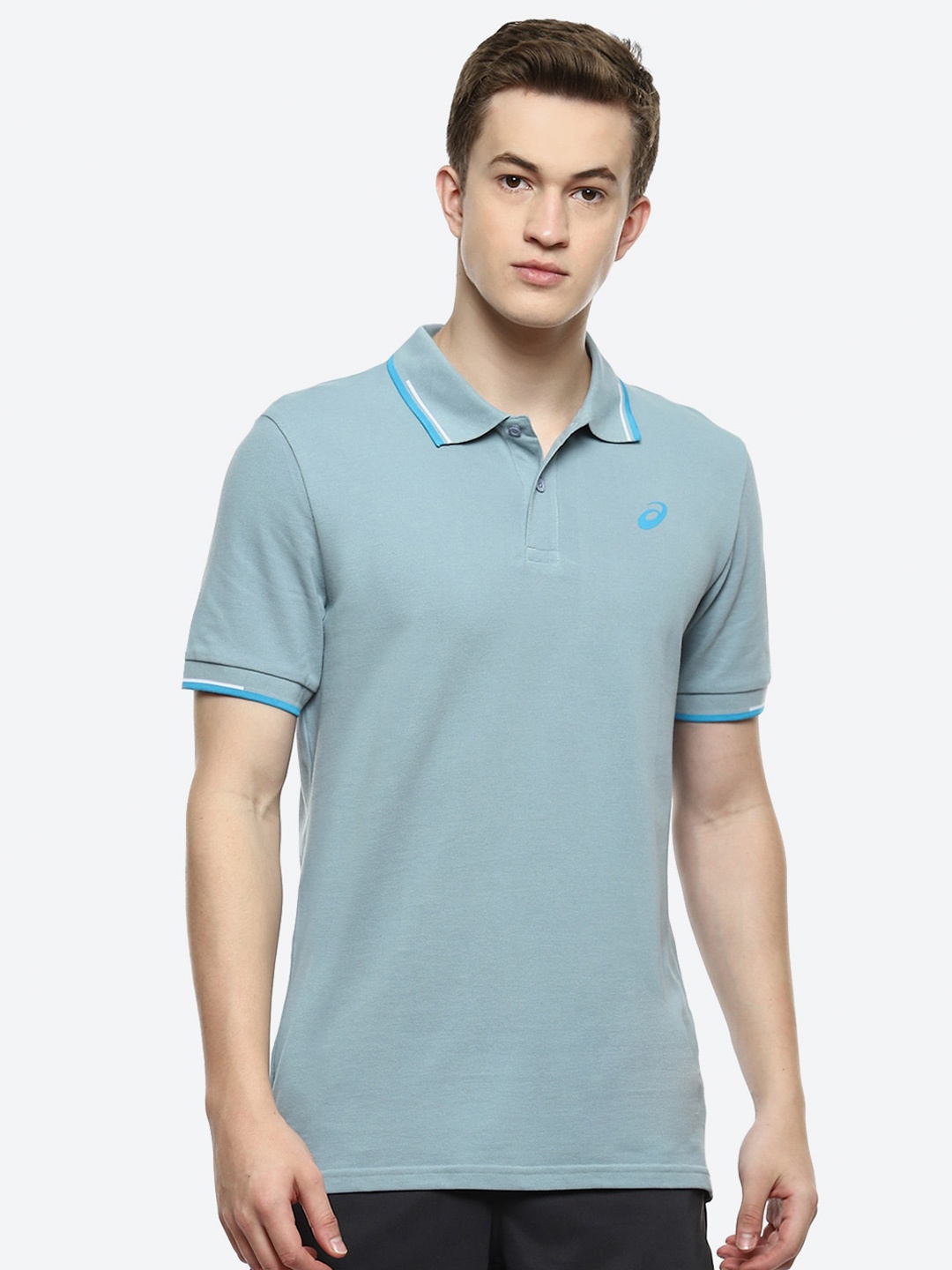 

ASICS Dual Tipping Polo Collar Pure Cotton T-shirt, Grey