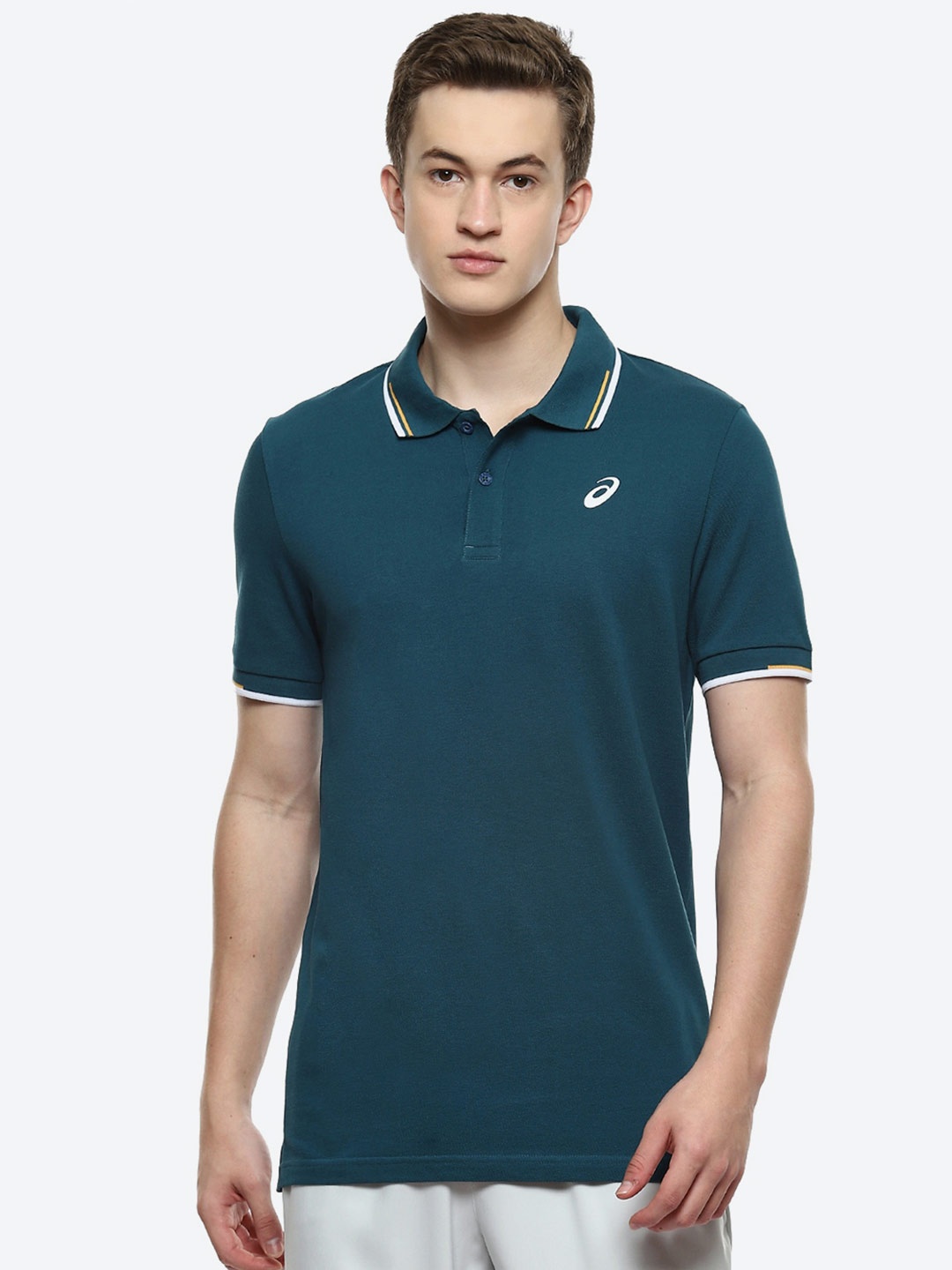 

ASICS Dual Tipping Polo Collar Pure Cotton T-shirt, Navy blue