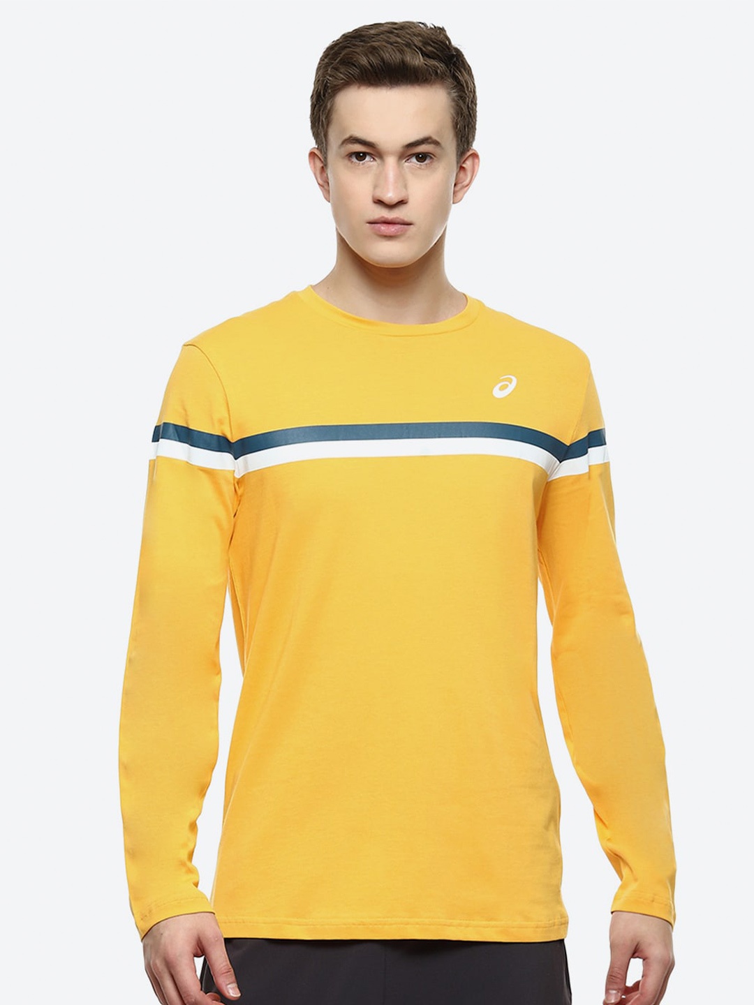 ASICS Colored Line LS Long Sleeves Striped Pure Cotton T-Shirt, Yellow