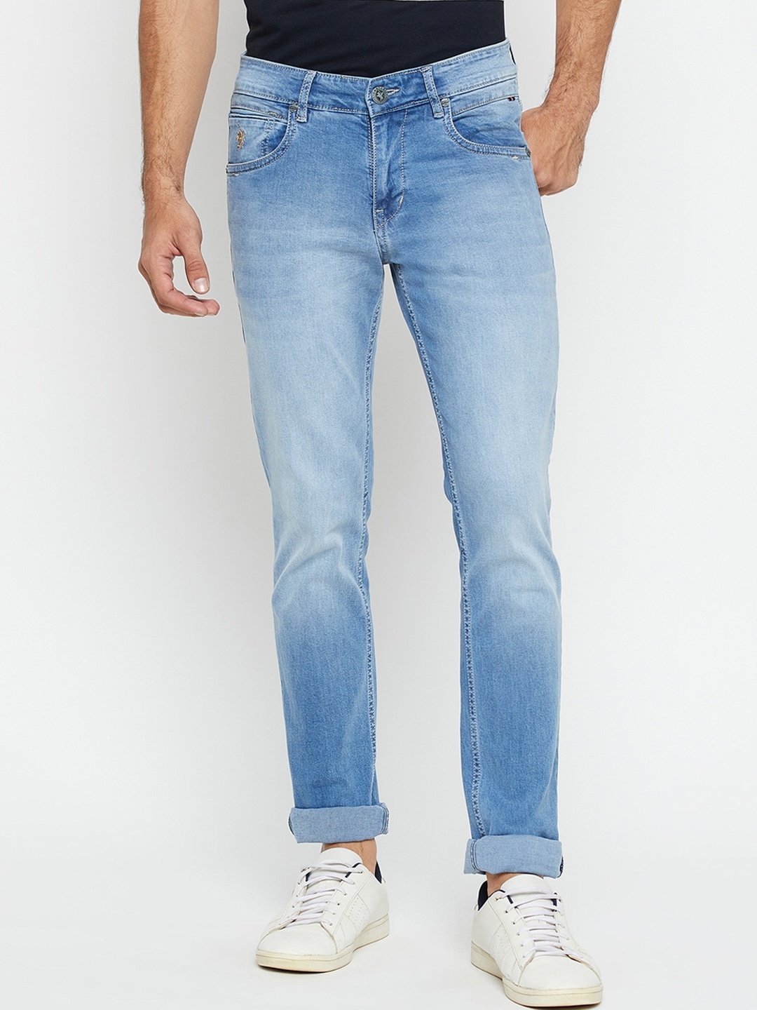 

Cantabil Men Mid-Rise Clean Look Light Fade Stretchable Jeans, Blue