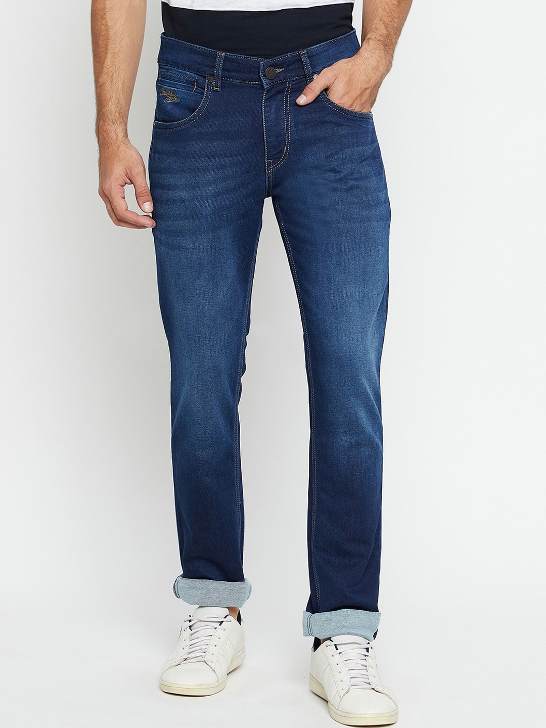 

Cantabil Men Clean Look Light Fade Stretchable Jeans, Blue
