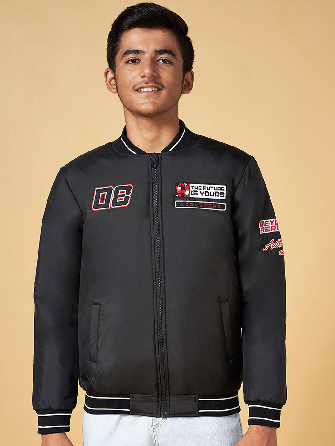 

Coolsters by Pantaloons Boys Mock Collar Bomber Jacket, Black