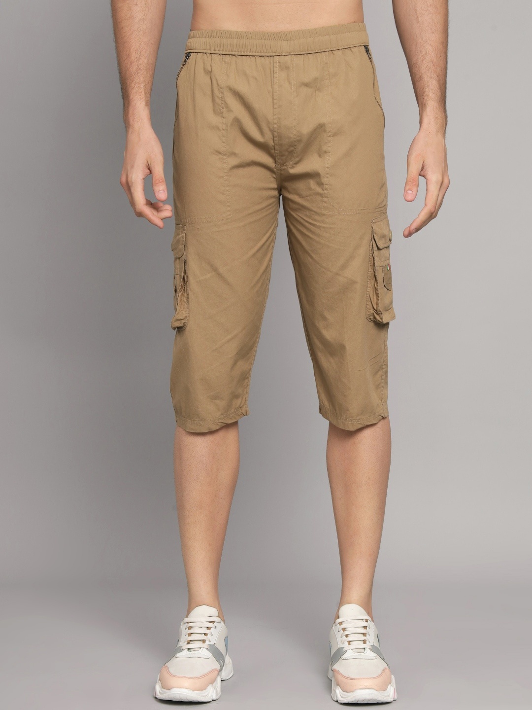 

STUDIO NEXX Men Mid-Rise Loose Fit Pure Cotton Cargo Shorts, Brown