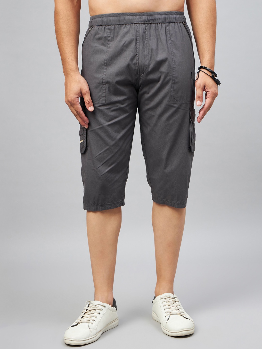 

STUDIO NEXX Men Loose Fit Pure Cotton Cargo Shorts, Grey