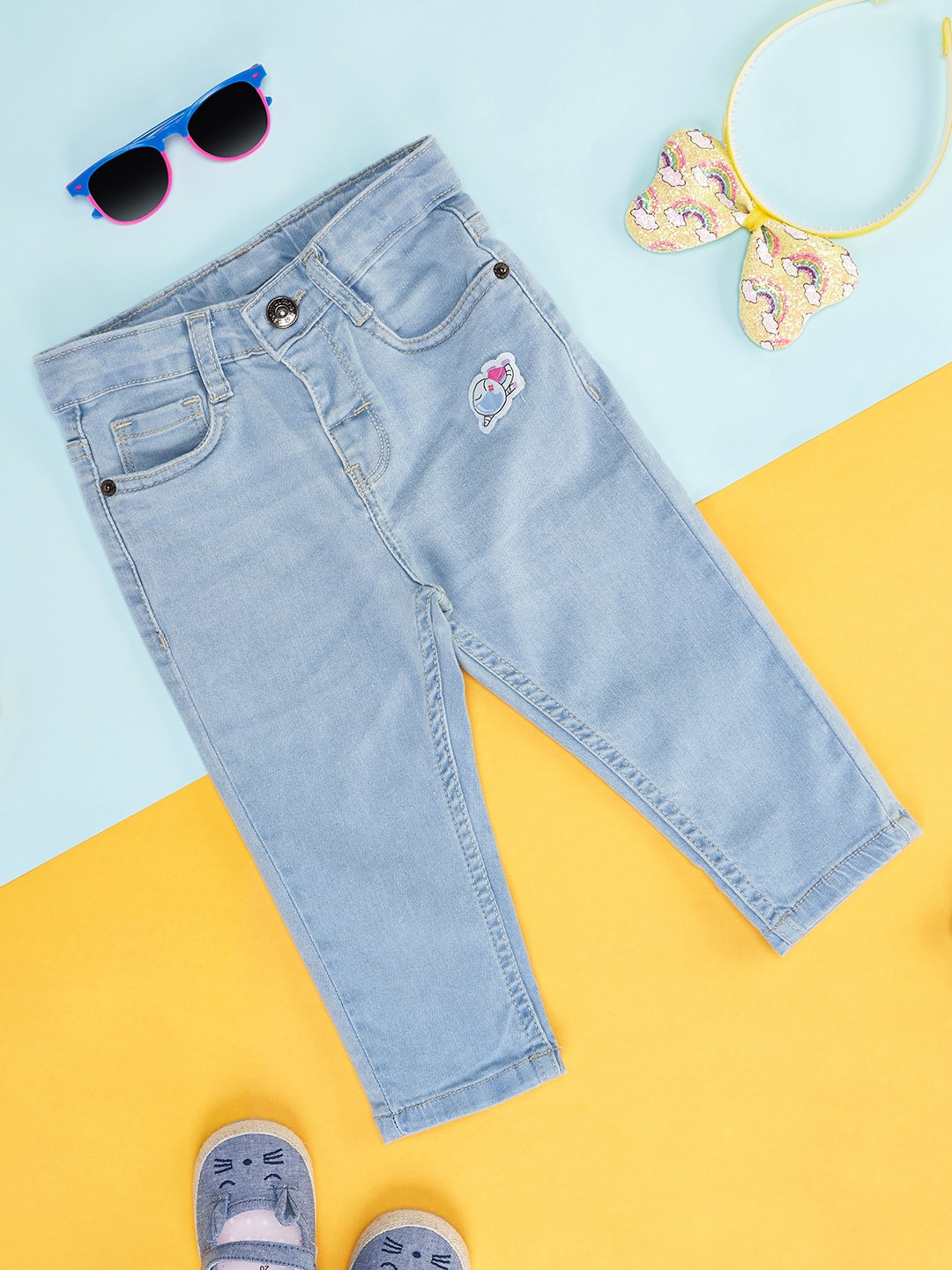 

Pantaloons Baby Girls Clean Look Cotton Jeans, Blue
