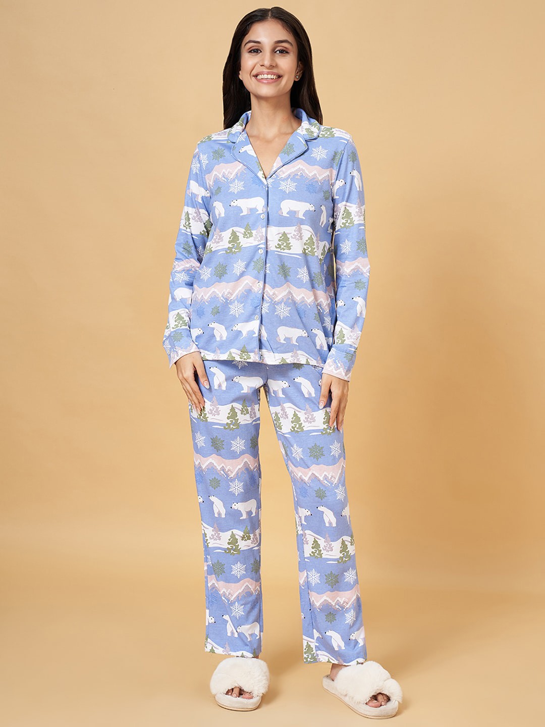 

Dreamz by Pantaloons Conversational Printed Night Suit, Blue