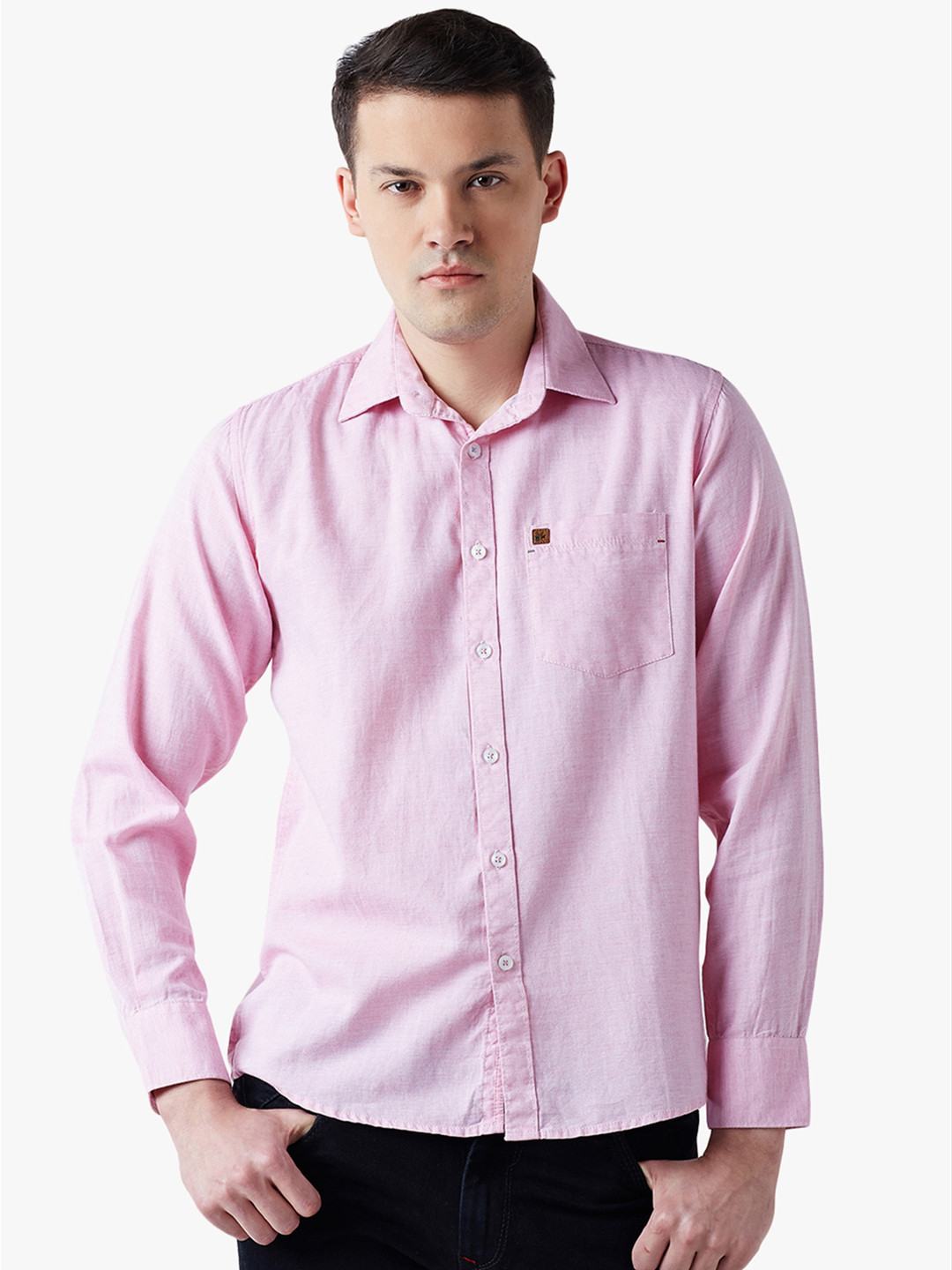 

Crimsoune Club Men Pink Standard Slim Fit Solid Casual Shirt