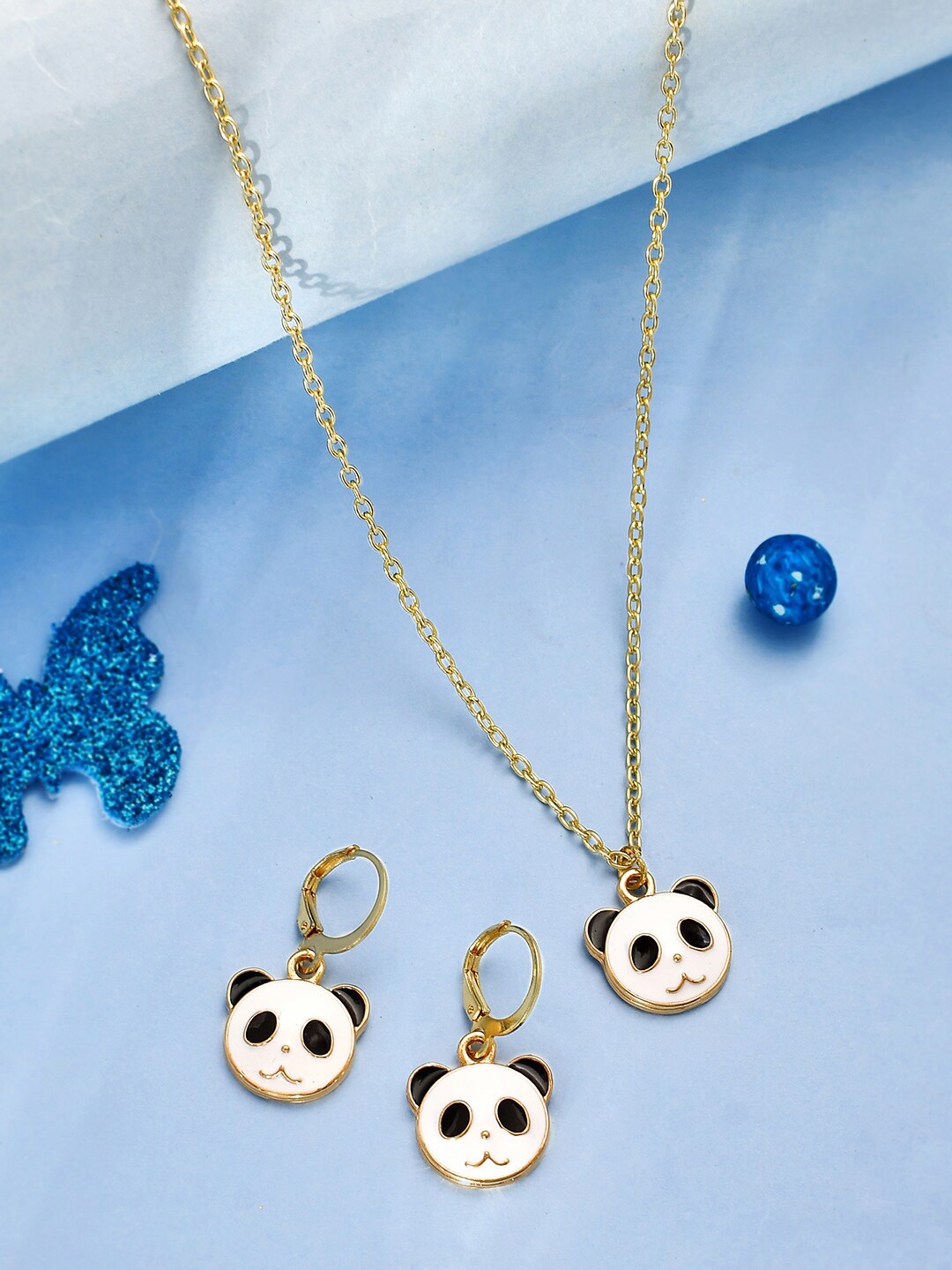 

Voylla Gold-Plated Panda Pendant & Earrings