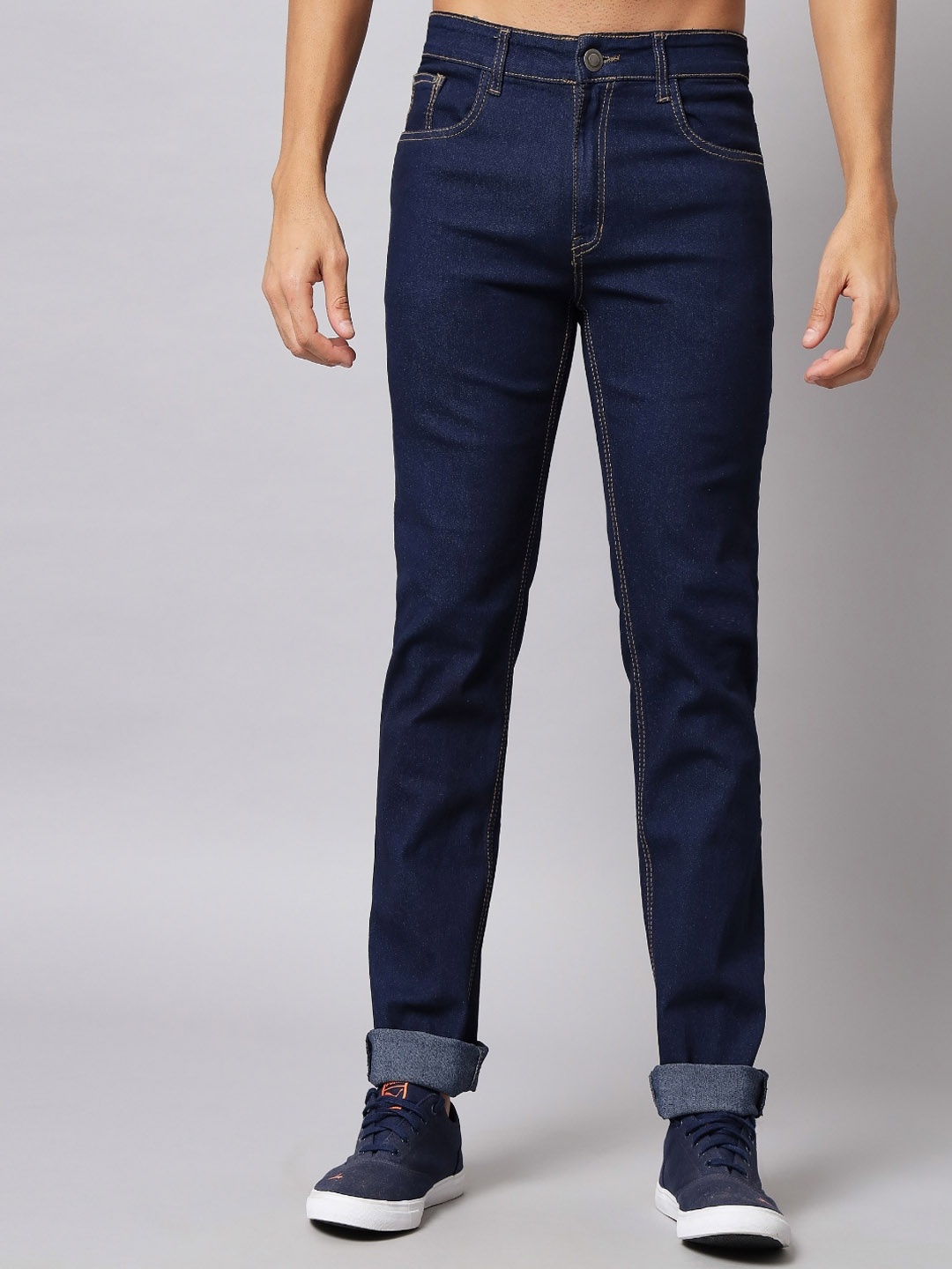 

STUDIO NEXX Men Regular Fit Mid-Rise Clean Look Stretchable Jeans, Blue