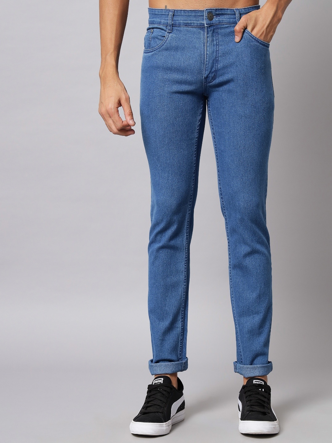

STUDIO NEXX Men Regular Fit Mid-Rise Clean Look Stretchable Jeans, Blue