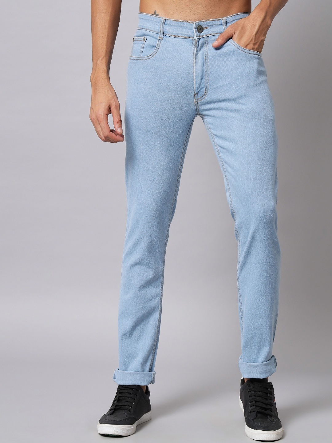 

STUDIO NEXX Men Mid-Rise Clean Look Stretchable Jeans, Blue