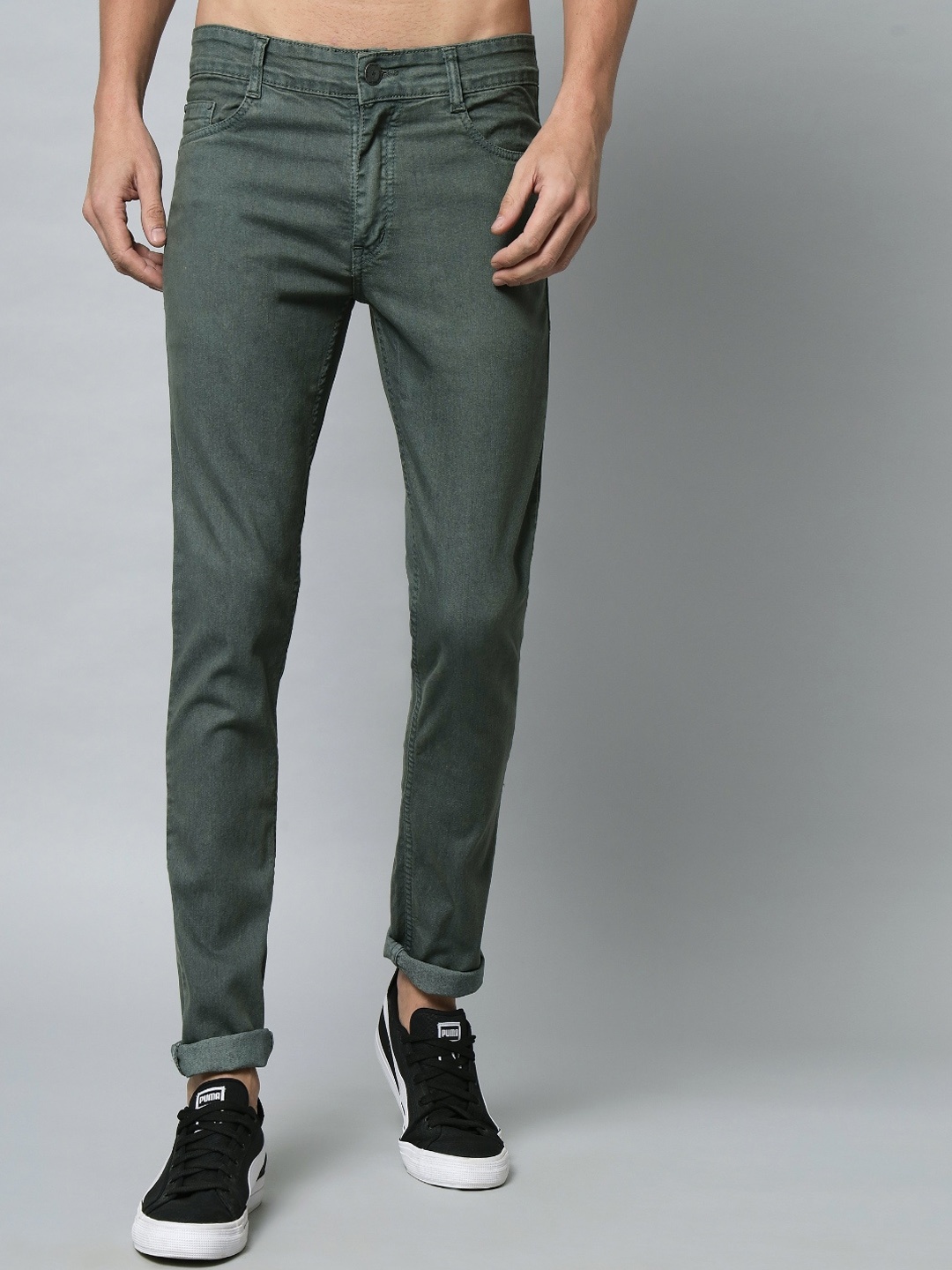 

STUDIO NEXX Men Slim Fit Clean Look Stretchable Jeans, Green