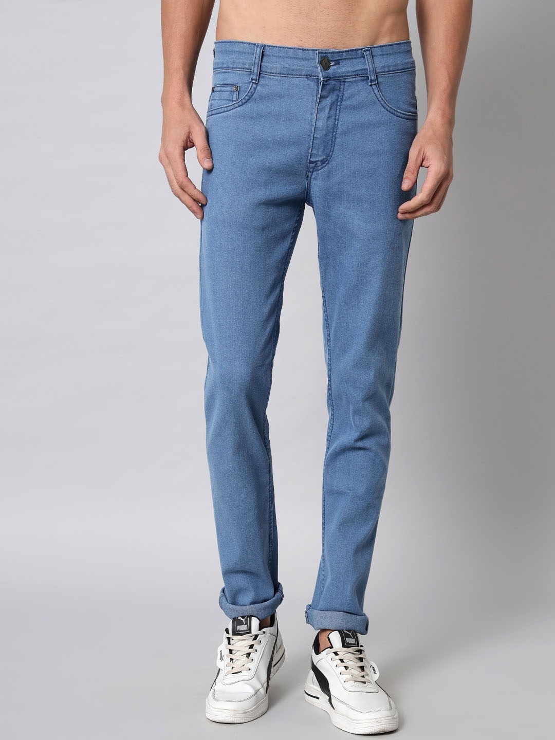 

STUDIO NEXX Men Slim Fit Mid-Rise Clean Look Stretchable Jeans, Blue