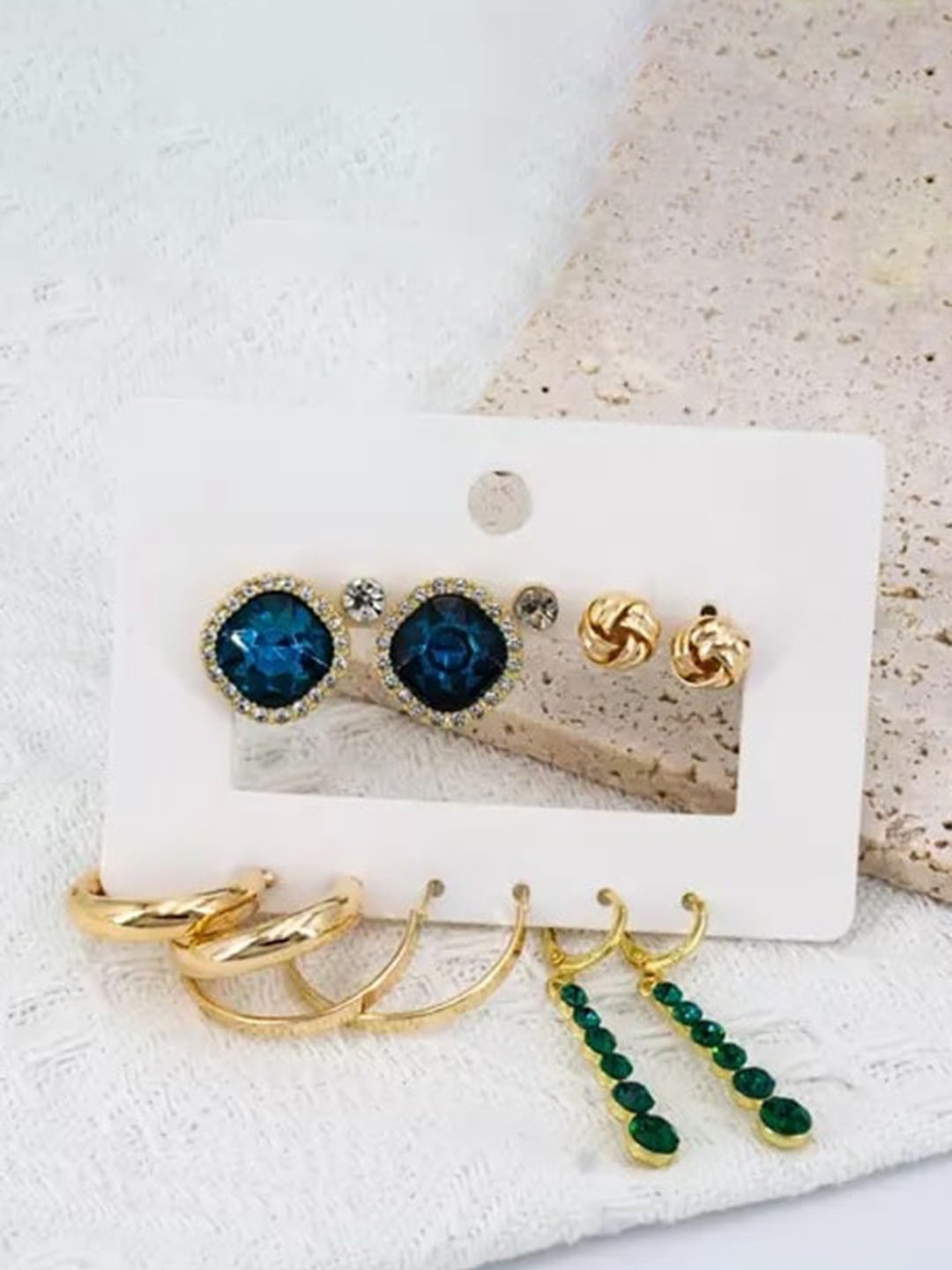 

VIEN Gold-Plated Set Of 6 Stainless Steel Studs Earrings