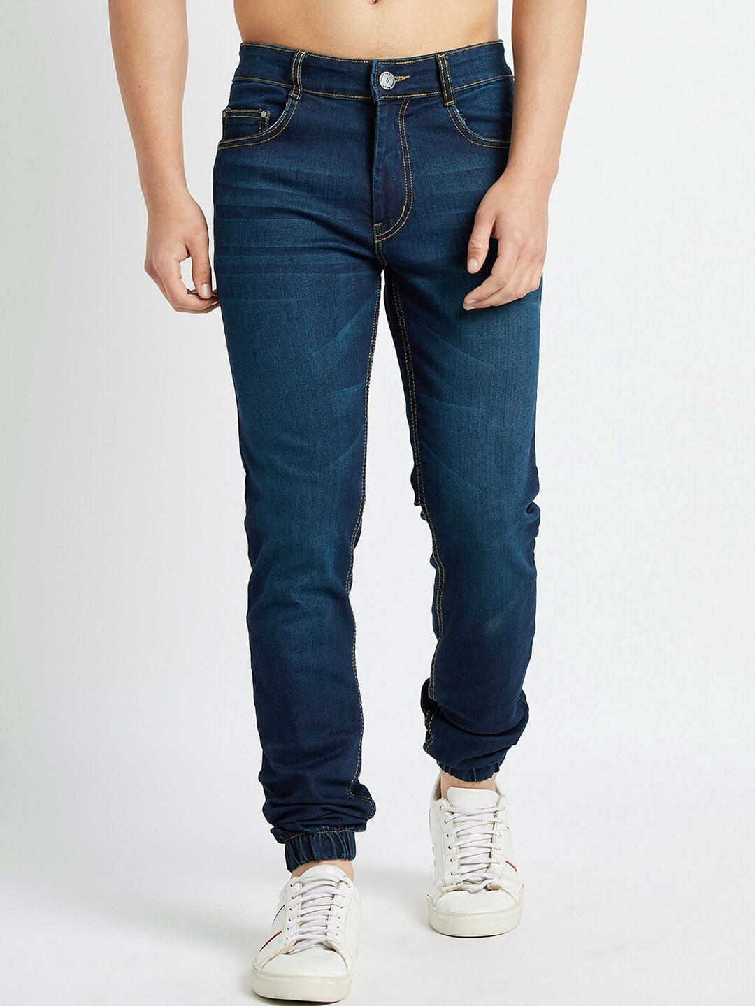 

STUDIO NEXX Men Mid-Rise Clean Look Stretchable Denim Jogger, Blue