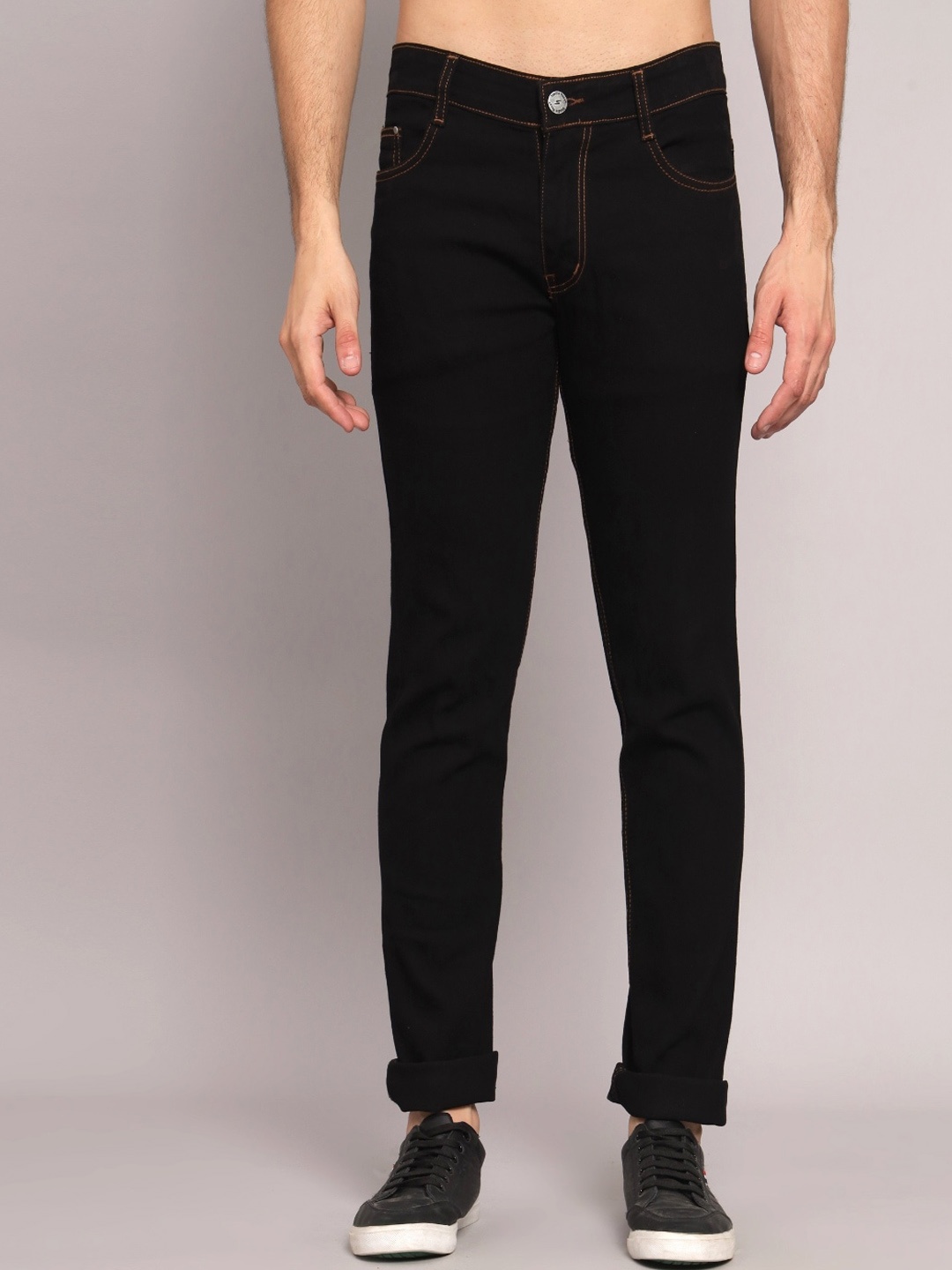 

STUDIO NEXX Slim Fit Mid-Rise Stretchable Cotton Jeans, Black
