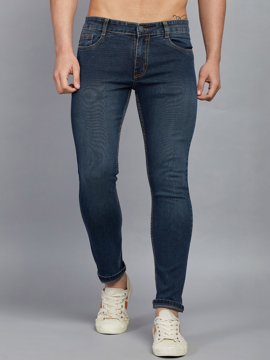 

STUDIO NEXX Men Slim Fit Light Fade Cotton Stretchable Jeans, Blue