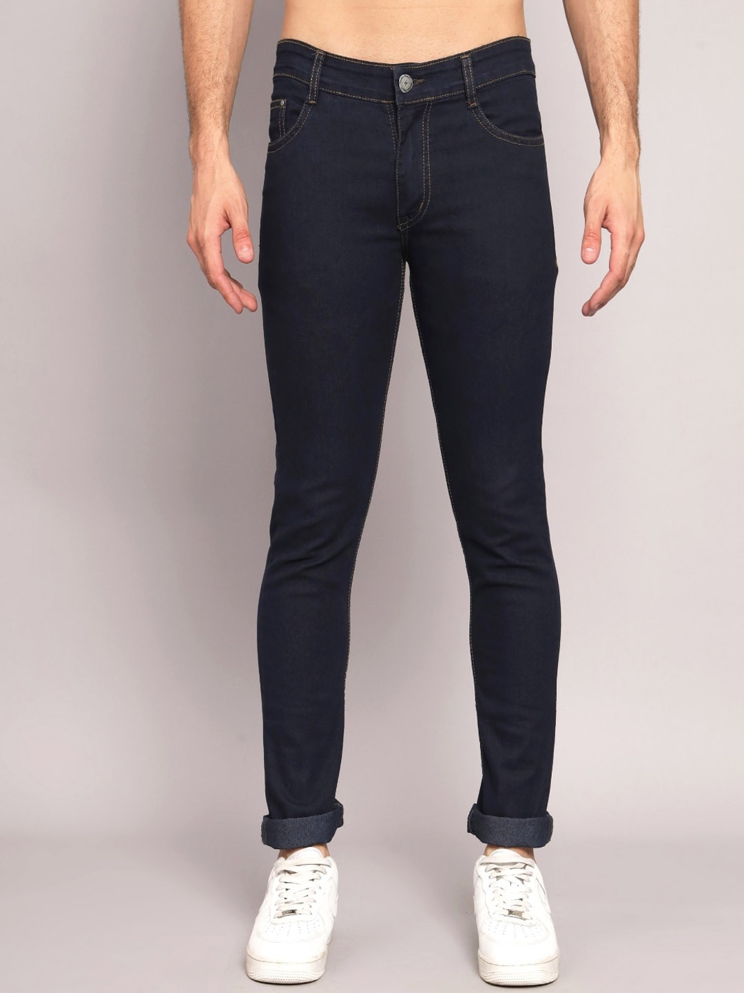 

STUDIO NEXX Men Slim Fit Mid-Rise Dark Shade Clean Look Stretchable Jeans, Blue