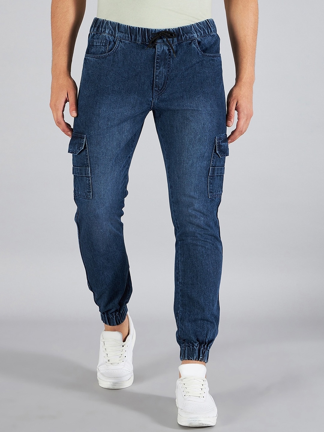 

STUDIO NEXX Men Mid-Rise Clean Look Cotton Jogger Jeans, Blue