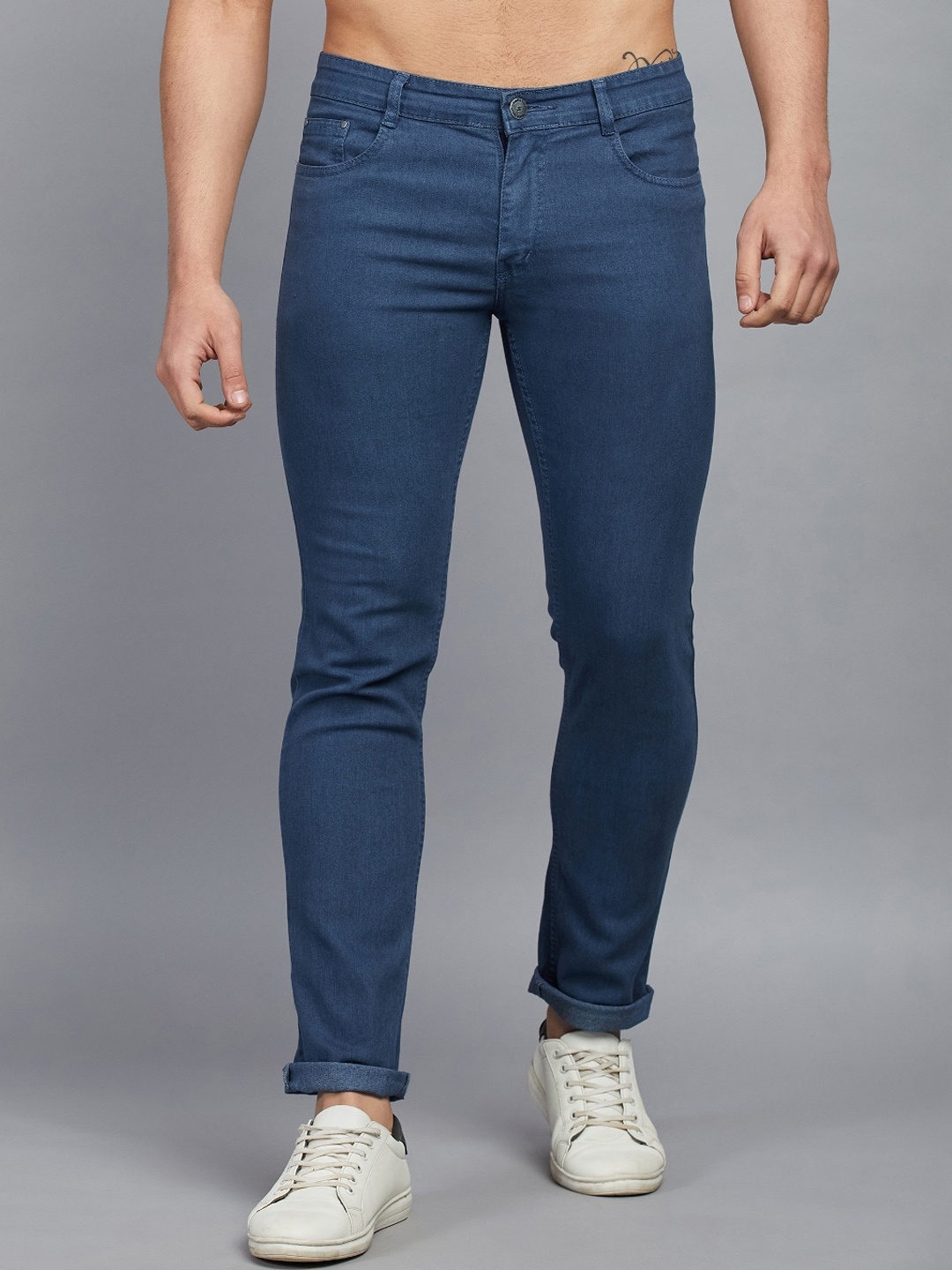 

STUDIO NEXX Men Slim Fit Slash Knee Stretchable Jeans, Grey