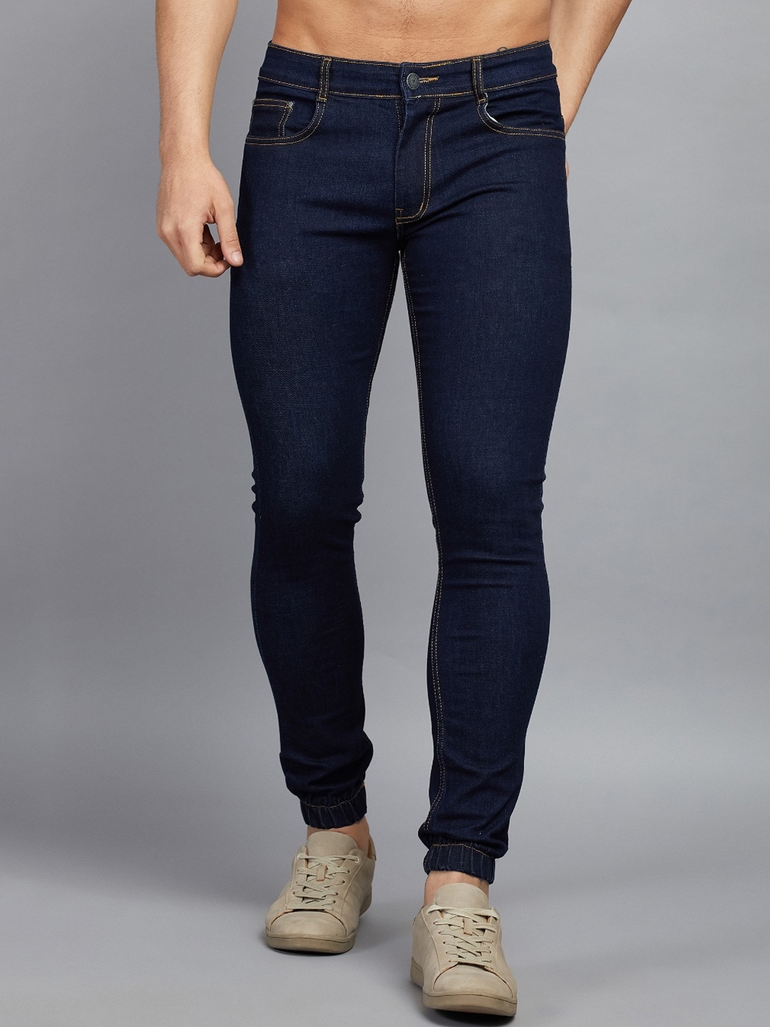 

STUDIO NEXX Mid-Rise Clean Look Denim Joggers, Navy blue