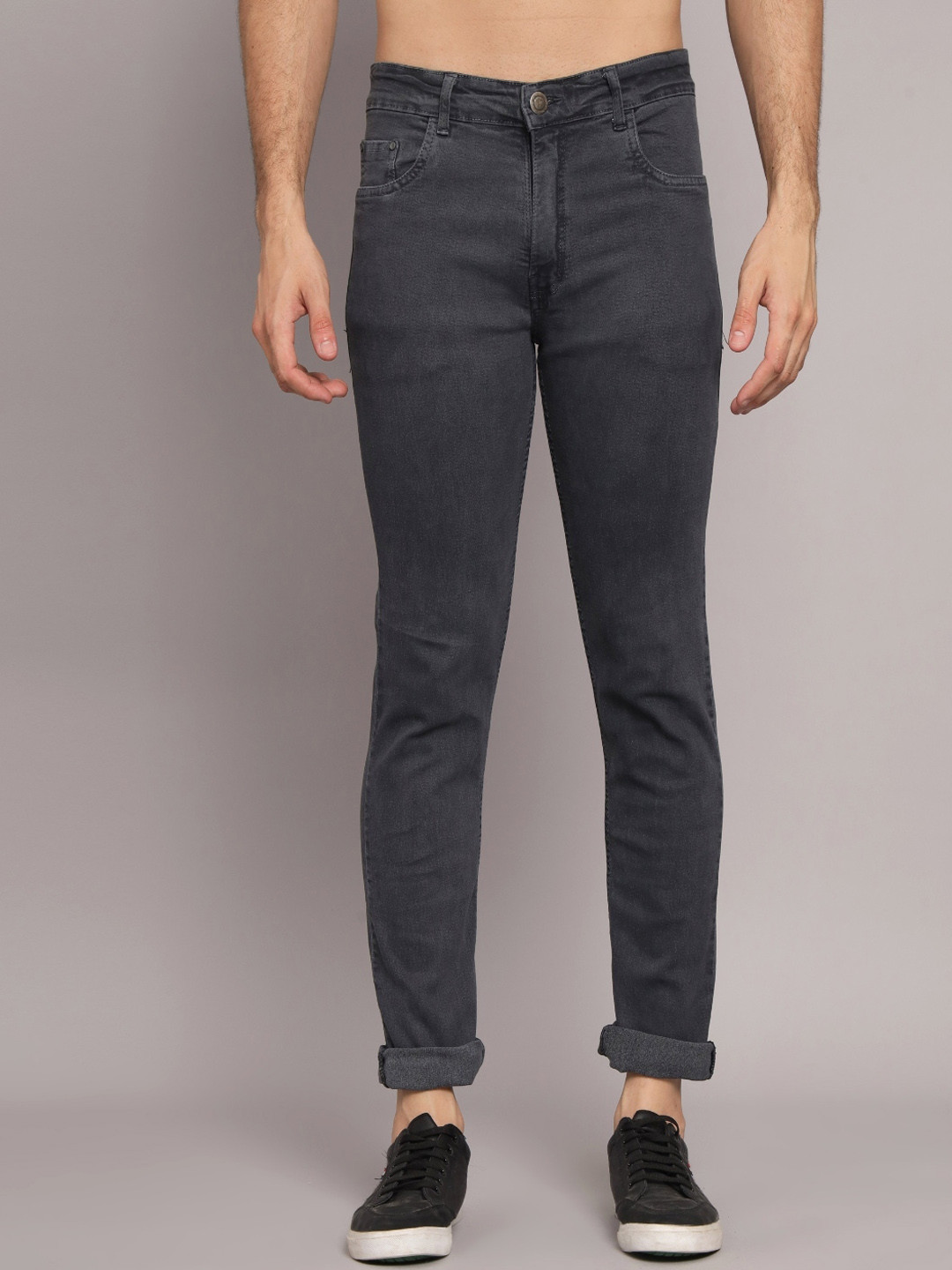 

STUDIO NEXX Men Mid-Rise Clean Look Stretchable Jeans, Grey