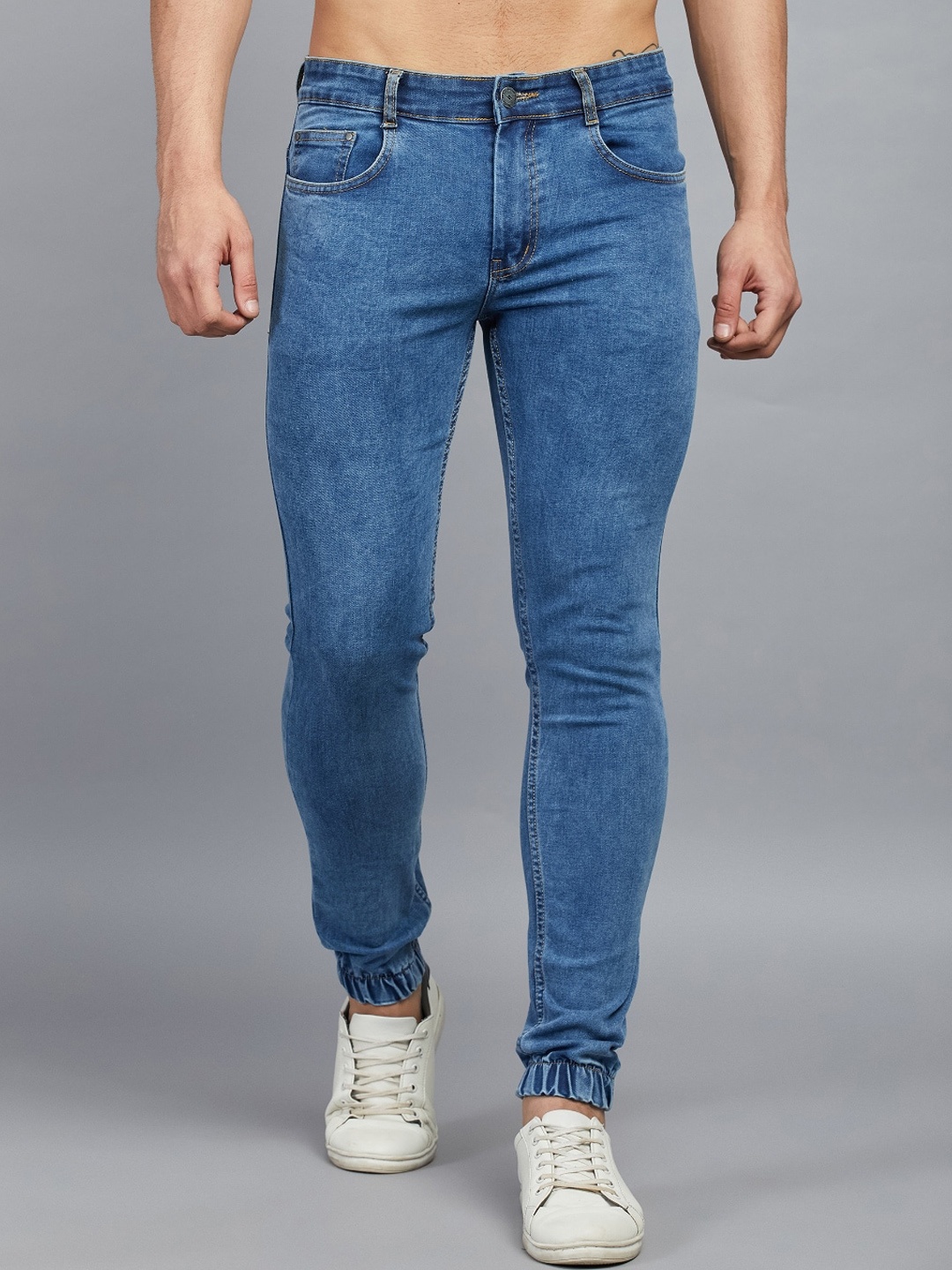 

STUDIO NEXX Men Jogger Mid-Rise Clean Look Stretchable Jeans, Blue