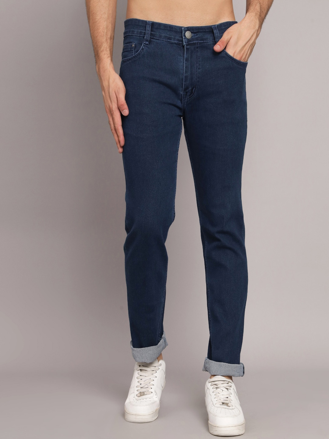 

STUDIO NEXX Men Clean Look Relaxed Fit Stretchable Jeans, Blue