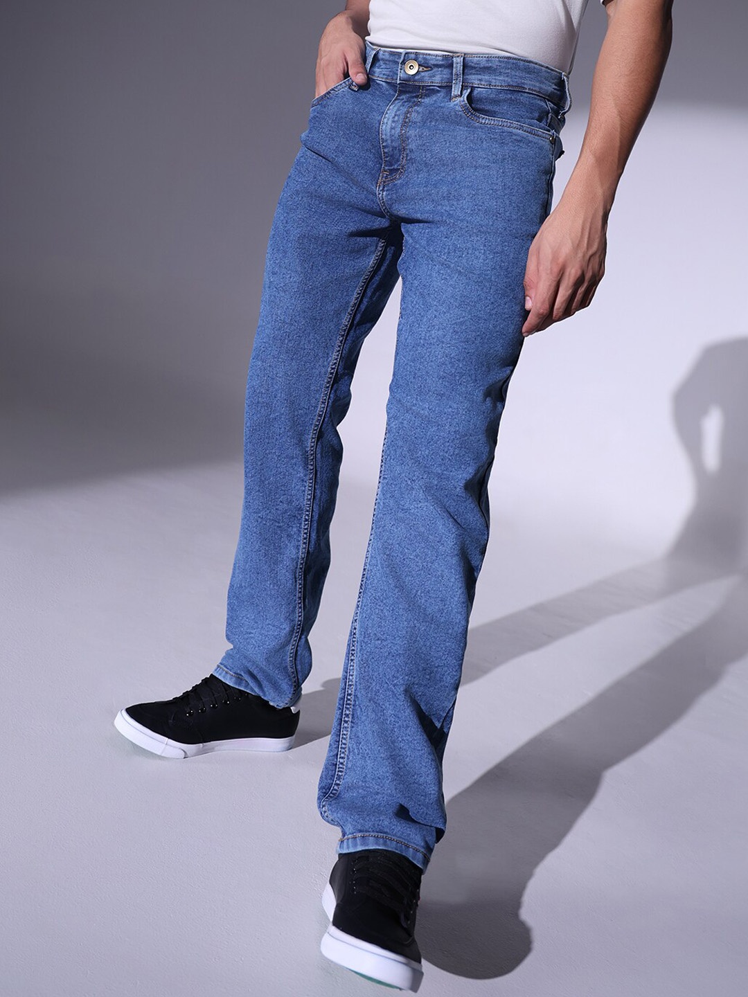 

Hubberholme Men Relaxed Fit Clean Look Stretchable Jeans, Blue